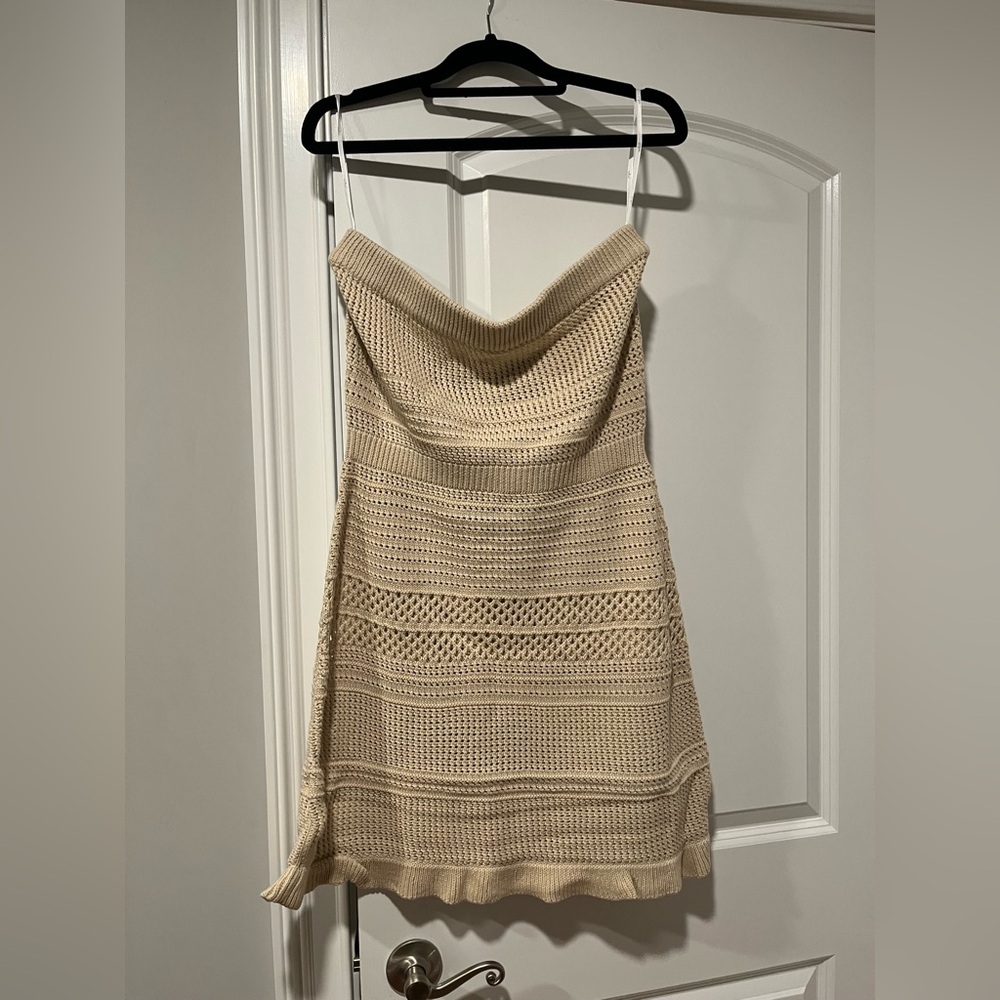 Lulu's Cream Crochet Swim Coverup Dress